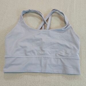 Lululemon Energy Bra Longline Lavender Grey Strappy Back Sports Bra Size 4